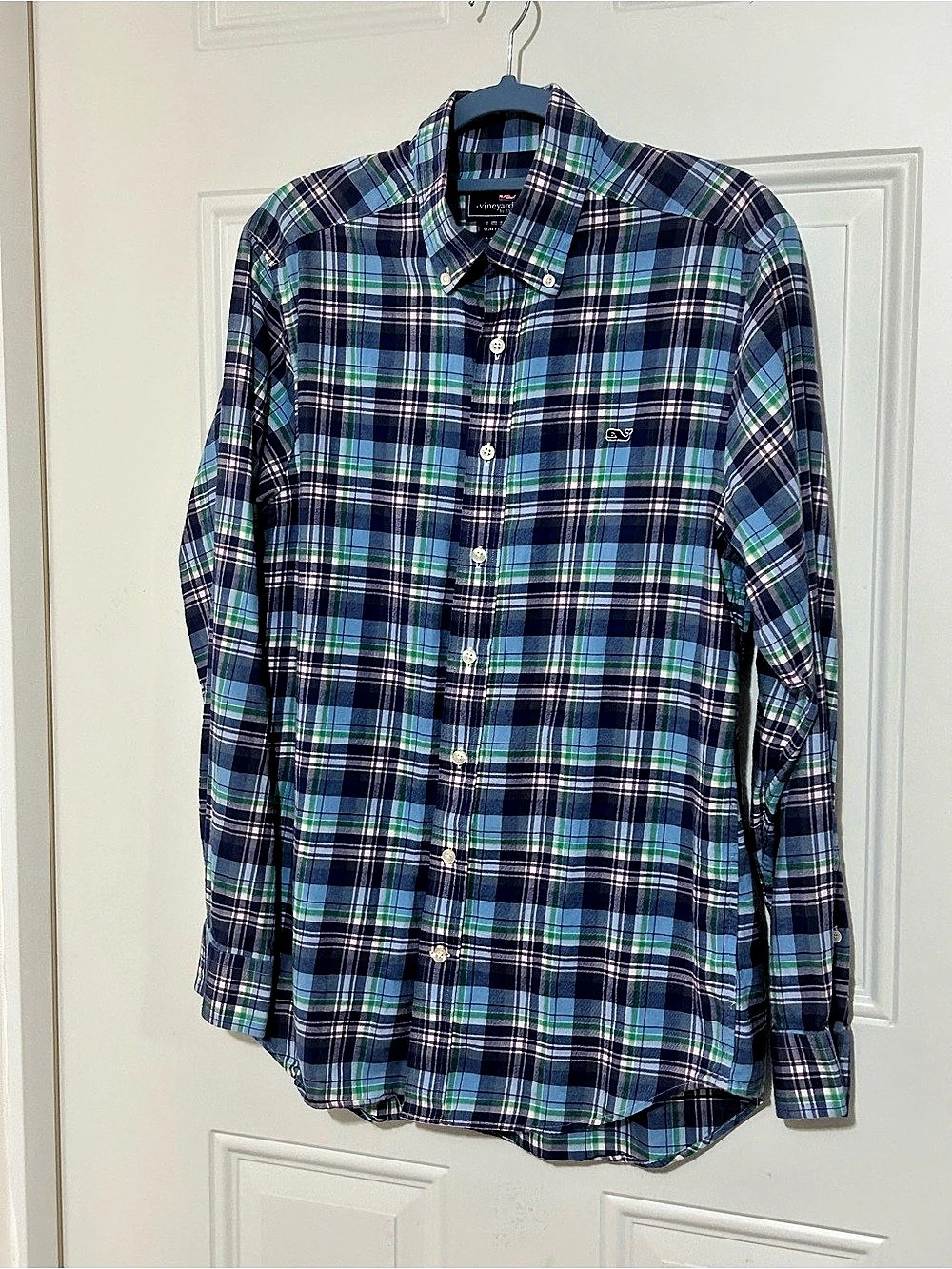 Vineyard Vines Men's Plaid Button Down in Blue & Green